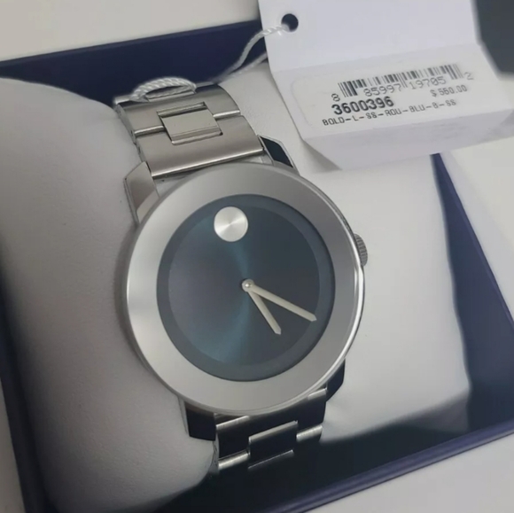 **SOLD** Movado Bold Blue Steel Dial Ladies Watch 3600436 - Picture 3 of 12